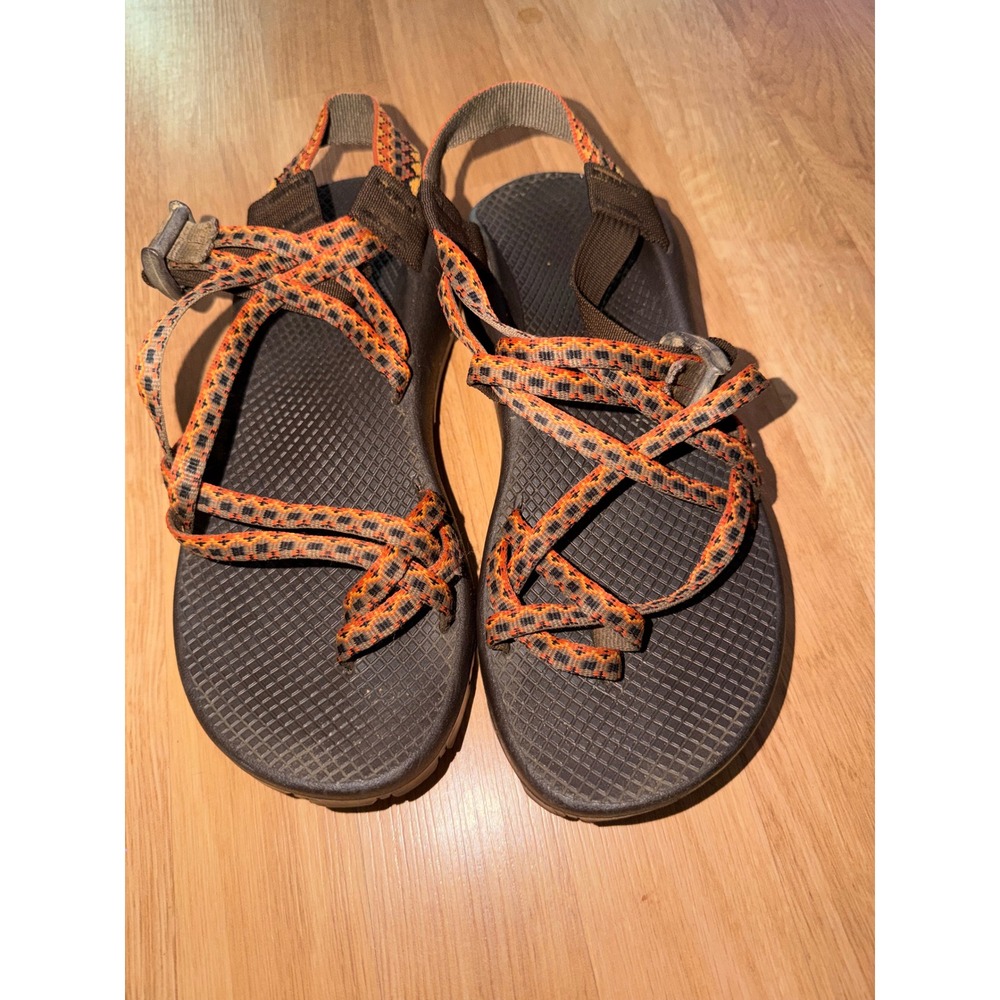 Chaco Z2 Classic Sandals Womens Orange Brown Double Strap Vibram Hiking Shoes